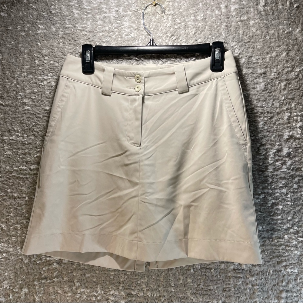 Nike‎ Golf Dri-Fit Women's Skort Beige Tan Tennis Golf 2 Skirt Polyester Blend